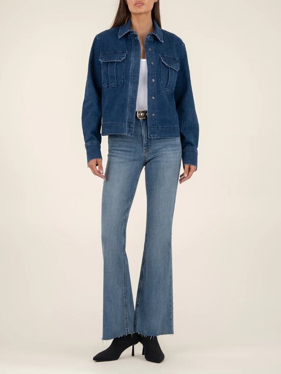Kut from the Kloth Jackets & Blazers - Kut from the Kloth Remy Jacket M Indigo Patch Flap Pockets Snap Front Long Sleev
